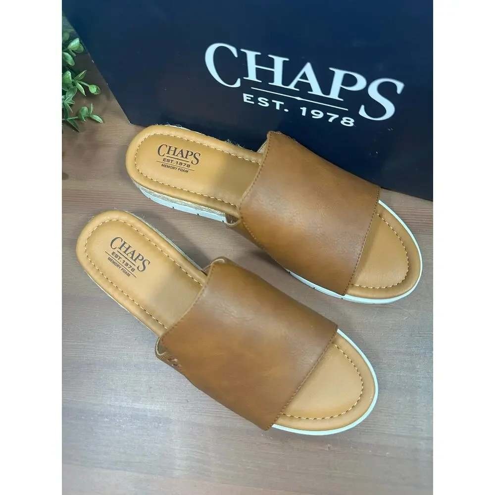 Chaps Women's Nerissa Tan Slide Sandals Size 9